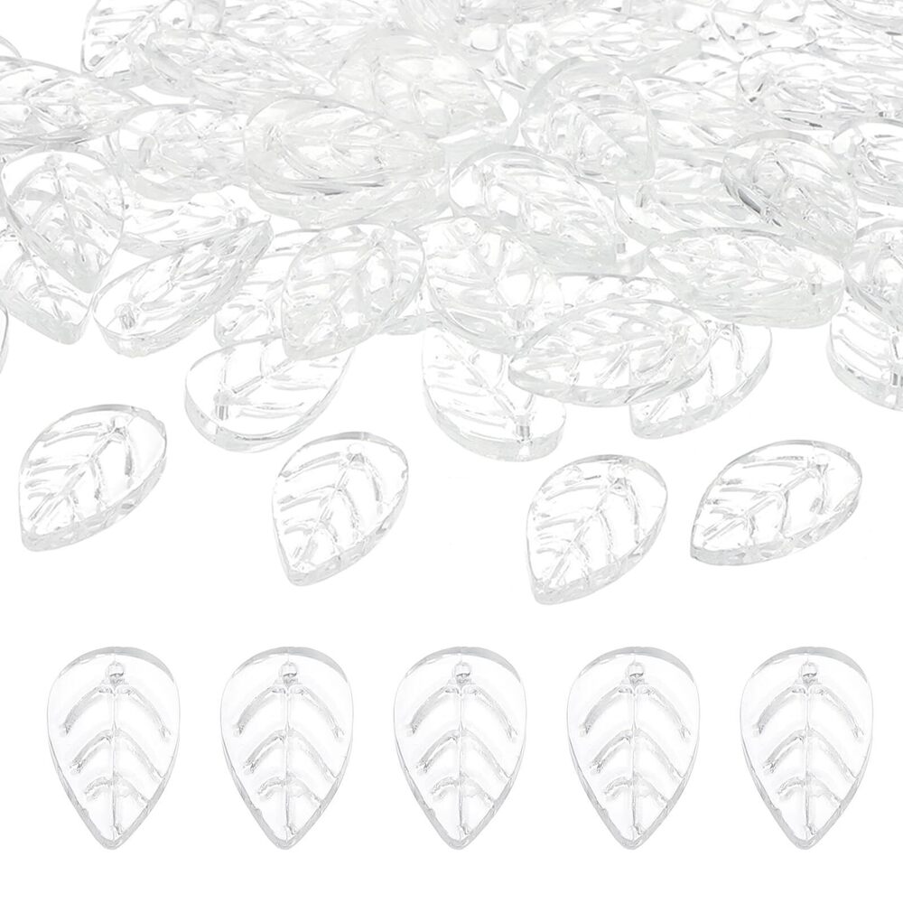 5699 Leaf Beads, 100Pcs Crystal Leaf Beads Translucent Czech Glass Beads